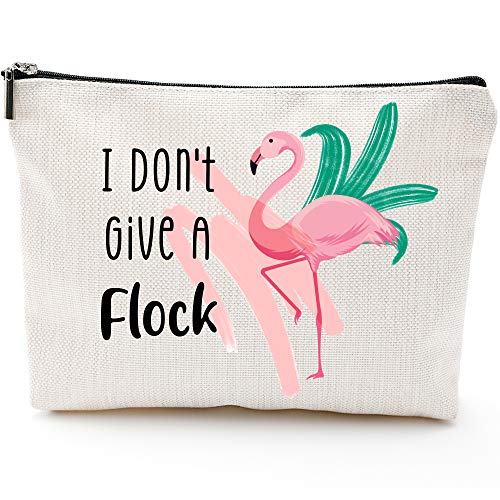 Blue Leaves Flamingo Makeup Bag – Waterproof Cosmetic Pouch