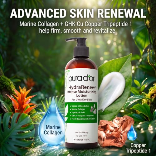 PURA D'OR HydraRenew 16oz Moisturizing Body Lotion for Dry & Sensitive Skin