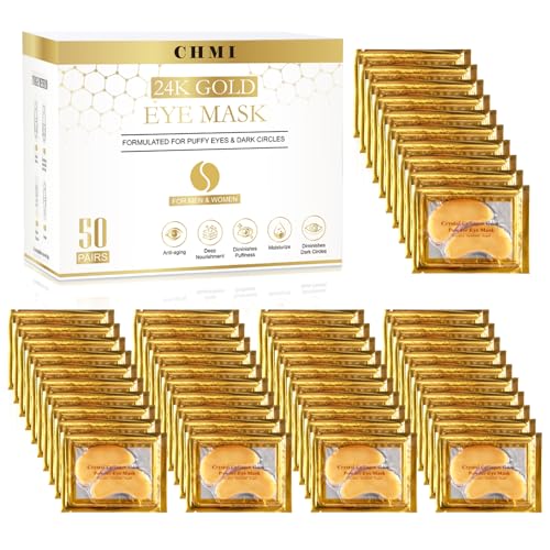 24K Gold Eye Patches (50 Pairs) - Collagen Under Eye Masks