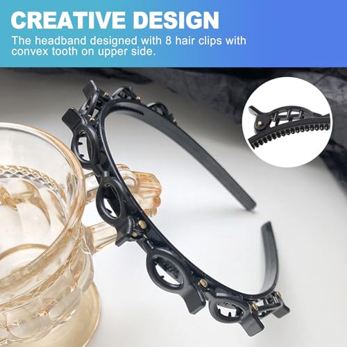 CoguZed 2-Pack Clip Headbands for Women - Double Layer Toothed Hairbands