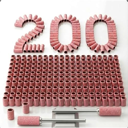 200 Pcs 180 Grit Mini Sanding Bands for Nail Drill - Includes 2 Mandrels