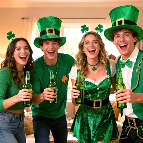 St Patrick's Day Face Tattoos - 12 Sheets Green Glitter Freckles