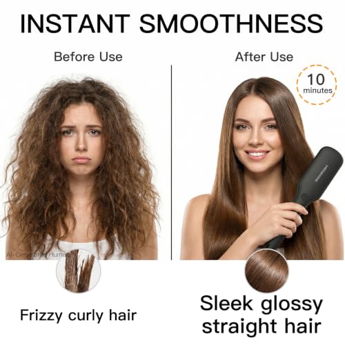 MEGAWISE Pro Ceramic Ionic Hair Straightener Brush