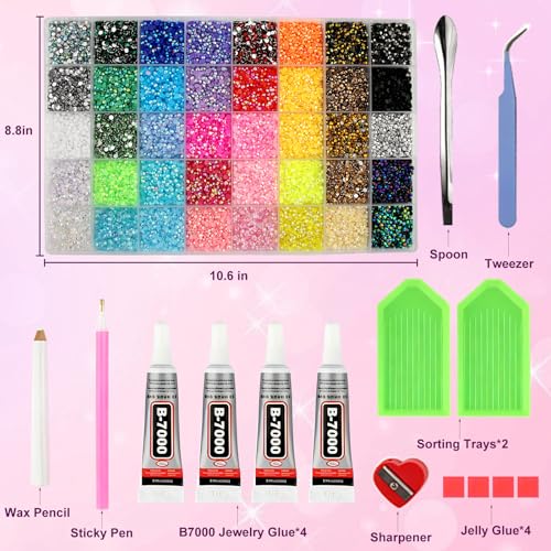 40,000 Pcs Bedazzling Rhinestone Kit with Glue & Tools