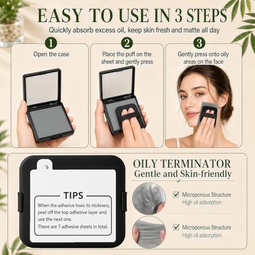 Oil Blotting Sheets for Face, 500 Pcs with Mirror & Puff