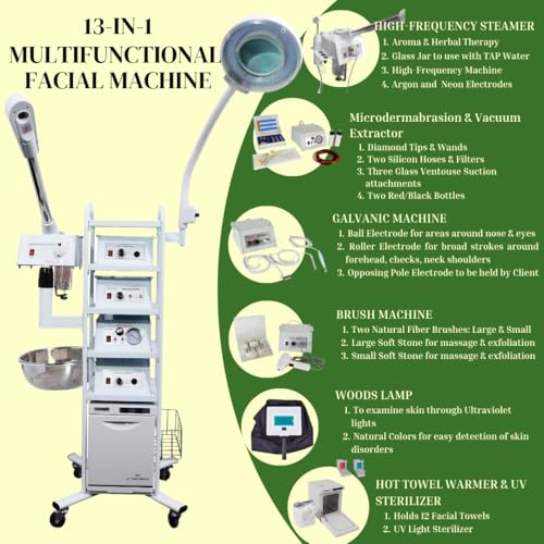 13-in-1 Professional Facial Machine with Microdermabrasion & Galvanic