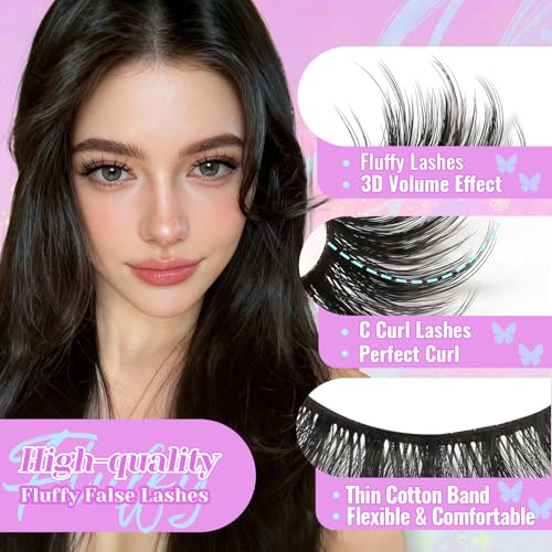 Losha Faux Mink Lashes 14 Pairs - Natural Fluffy False Eyelashes