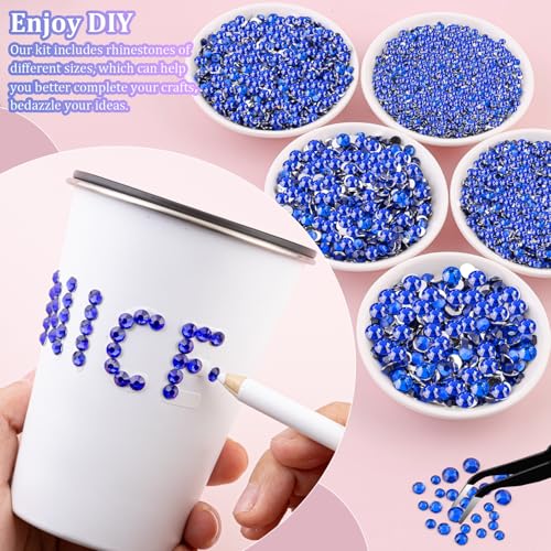 Royal Blue 30000Pcs Resin Rhinestones with Tweezers & B7000 Glue - Large Pack for Crafts & DIY Jewelry