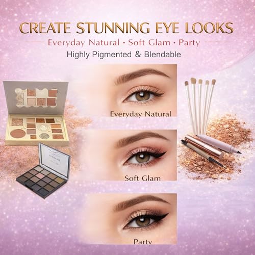 All-In-One Makeup Kit for Beginners & Teens with Eyeshadow, Foundation & Brushes