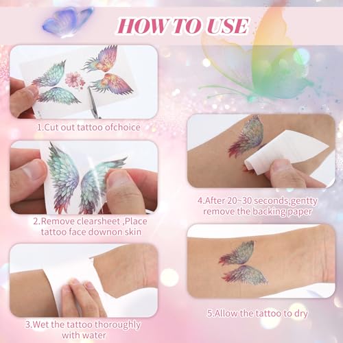 Glitter Butterfly Temporary Tattoos - 20 Sheets