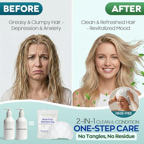 Tolnetr 8-Pack Waterless Shampoo Caps for Bedridden Patients