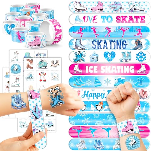 72-Piece Ice Skating Party Favors Set - Tattoos & Slap Bracelets