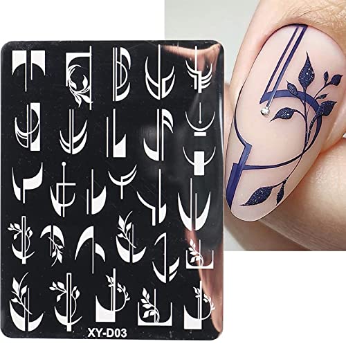 French Stamping Plates Set Nail Art Stamping Plates French Line Stamp Templates Kit Nail Image Plates for Women Girl Nail Manicuring DIY Printing Tools