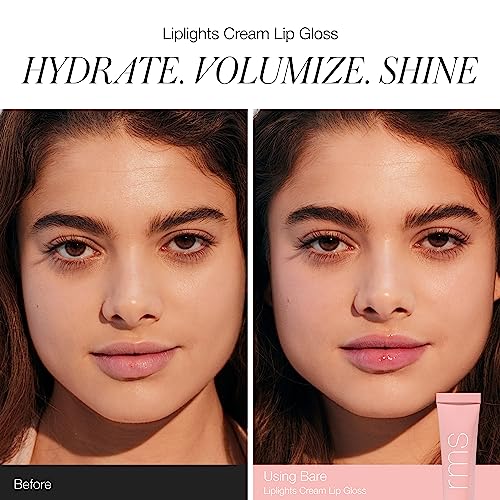 RMS Beauty Liplights Cream Lip Gloss (Bare) & Lipnights Overnight Lip Mask, Hydrating Lip Tint & Lip Balm with Jojoba Oil, Shea Butter & Coco Butter