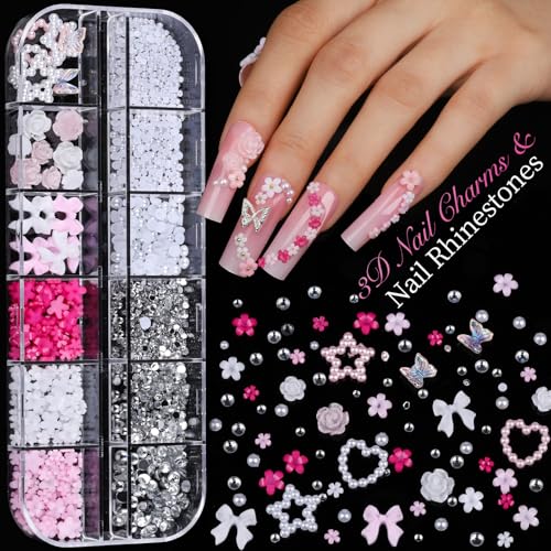 Teenitor DIY Acrylic Nail Art Kit with Clear Coffin Tips & Charms
