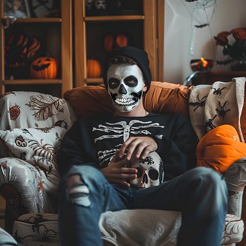 Skeleton Face Temporary Tattoos - Easy Water-Apply Halloween
