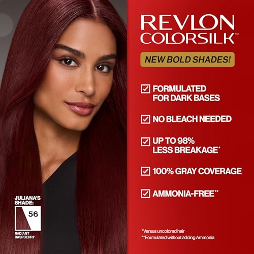Revlon ColorSilk Bond Repair Hair Color 56 Radiant Raspberry 3 Pack - No Ammonia, Up to 8 Weeks Vibrant Gray Coverage