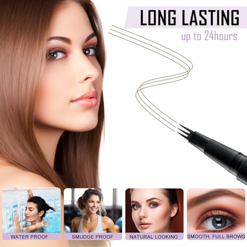 LAVONE 2-In-1 Waterproof Eyebrow Pencil, with 3 Tip Microblading Eyebrow Pen and Ultra-Precise Brow Pencil, Dual-ended Eyebrow Brush - Blonde 01