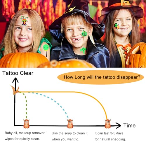 Halloween Temporary Tattoos for Kids 20 Pack Glow in the Dark Party Tattoos Birthday Party Decorations Assorted Goodies Tattoos Goody Bag Supplies