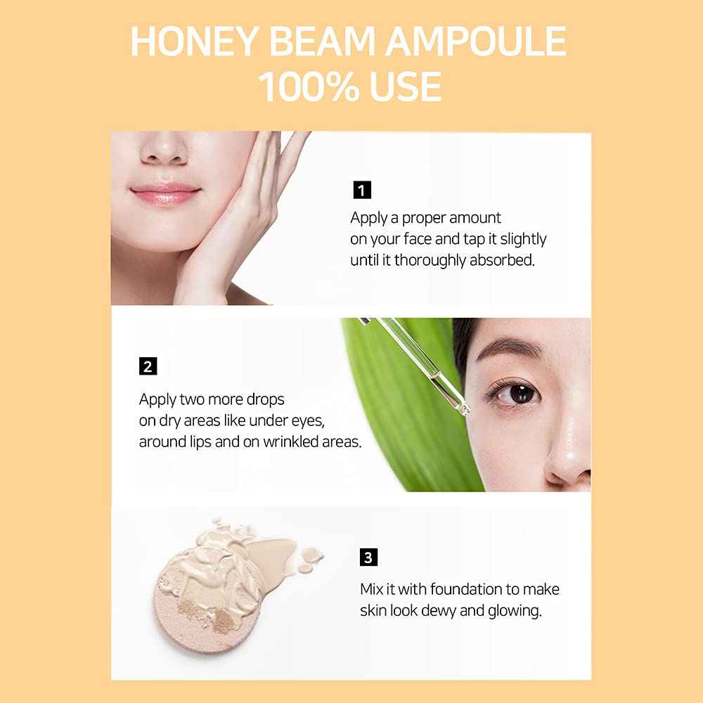 I'M SORRY FOR MY SKIN Facial Skin Ampoule, Korean Skin Care Serum for Face with Propolis, Adenosine and Niacinamide, Anti-Wrinkle & Nourishing Effect (Honey Beam Ampoule)
