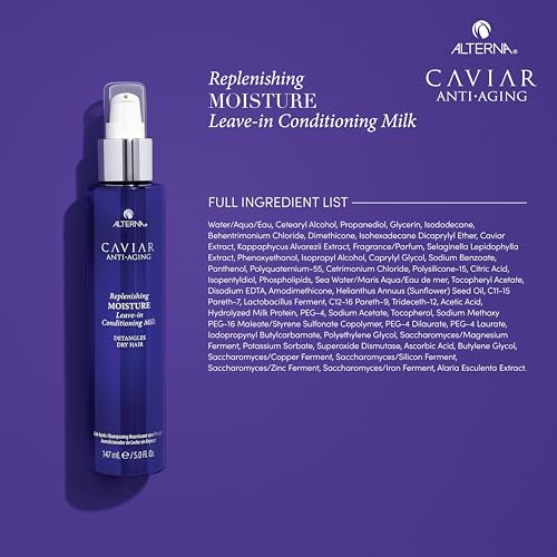 Alterna Haircare CAVIAR Anti-Aging Replenishing Moisture Leave-in Conditioning Milk, 5 Fl Oz | Detangles Dry Hair | Sulfate Free, Paraben Free