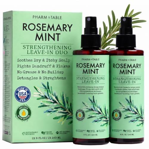 PHARM TO TABLE Rosemary Leave-In Conditioner Spray 2 Pack for Hair Growth & Scalp Care