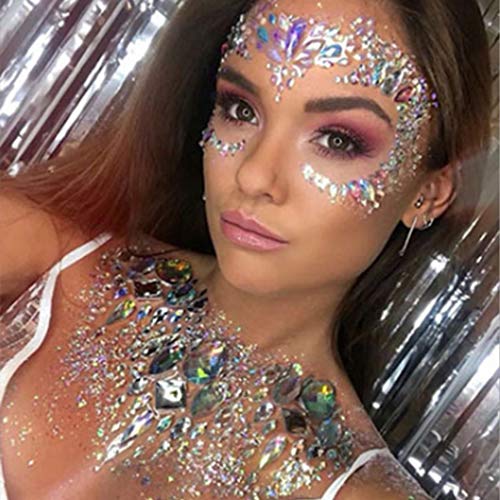 Ludress Colorful Face Stickers Crystal Face Glitter Face Gems Mermaid Body Jewels for Women and Girls (Multi-colored04)