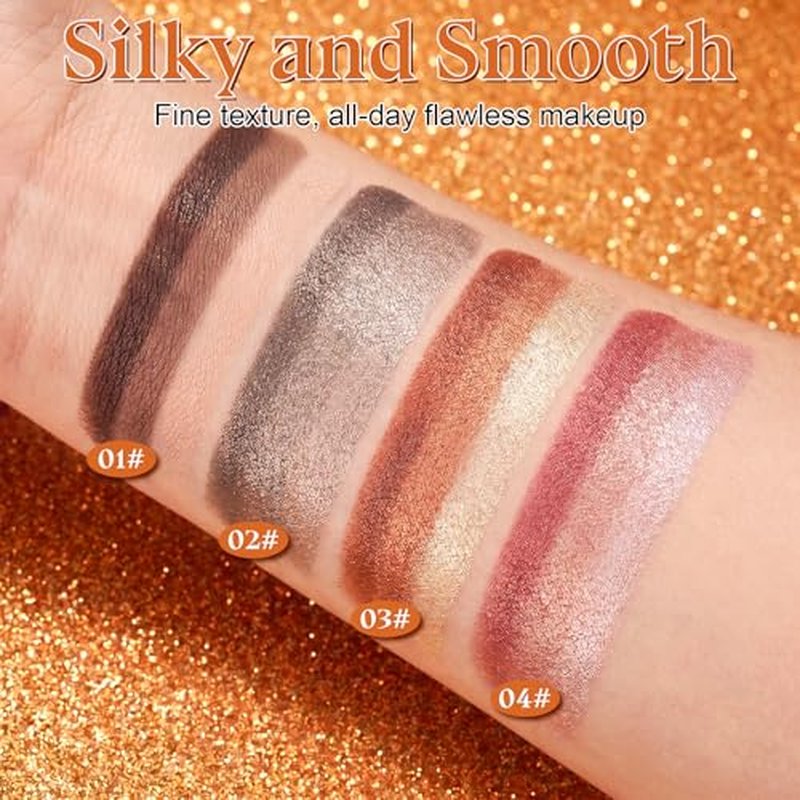 3-Color Shimmer Eyeshadow Stick, Waterproof Cream Makeup (4-Pack)