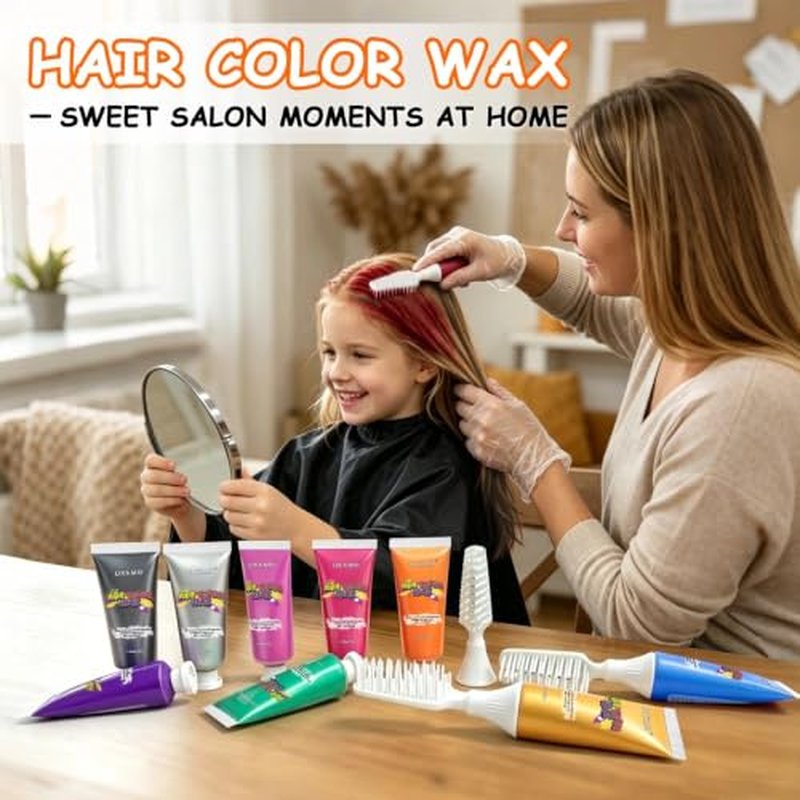 10-Color Temporary Hair Wax for Kids – Washable Hair Chalk