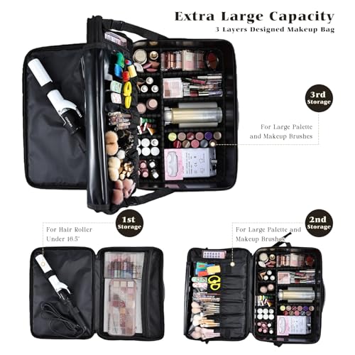 Costravio Makeup Backpack Organizer | 2-Layer Cosmetic Storage with Dividers