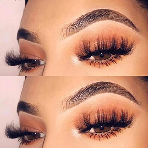 DAODER False Eyelashes 25mm Lashes Wispy Long 8D Mink Lashes Dramatic Volume Fluff Eye Lashes Pack for Women 7Pairs Soft Reusable Fake Eyelashes
