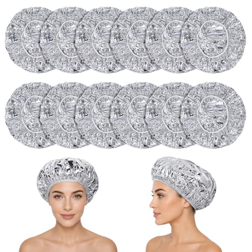 12-Pack Reusable Aluminum Foil Deep Conditioning Hair Caps