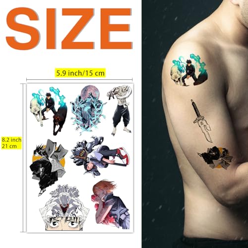 JJK Anime Temporary Tattoos 8 Sheets Halloween Party Favors