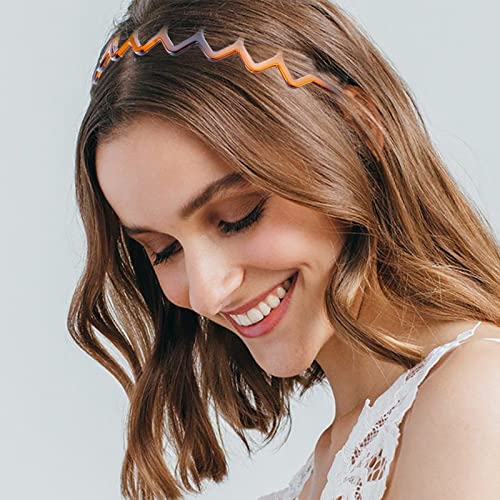 REDANHA 4-Piece Classic Black Brown Zigzag & Shark Tooth Headband Set - Non-Slip Hair Accessories for Women & Girls
