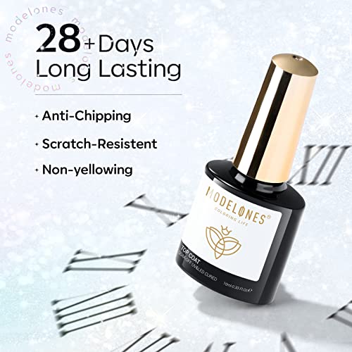 Modelones Glitter Gel Top Coat - Iridescent Silver Sparkle