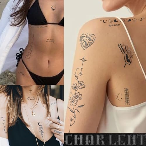 CHARLENT Semi-Permanent Tattoos - 1-2 Week Waterproof Body Art