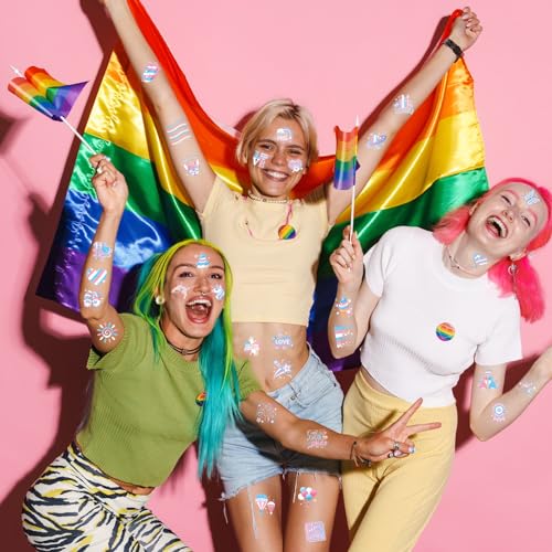 96Pcs Transgender Flag Temporary Tattoos Trans Pride Themed Tattoo Stickers with Blue Pink White Pattern for Pride Party Favors LGBTQ Pride Day Equality Parades and Celebrations