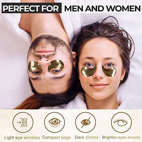 Under Eye Patches, Eye Mask Black Pearl, Puffy Eyes Dark Circles Brighten Treatments, 60PCS Collagen Under Gel Pad for Lighten Wrinkles Anti-Aging, Fine Lines Eye Bags Women Men