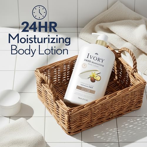 Ivory Hand & Body Lotion, 24hr Moisturizing, Repairs Extra Dry Skin, All Day Hydration, Lightweight Formula, Absorbs Instantly, Perfect for Daily Use, Shea Butter Blend, Vanilla Scent, 27 fl oz