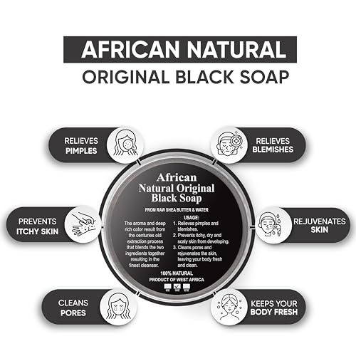 HERBOGANIC African Black Soap Paste 16oz - Natural Face & Body Wash with Shea Butter
