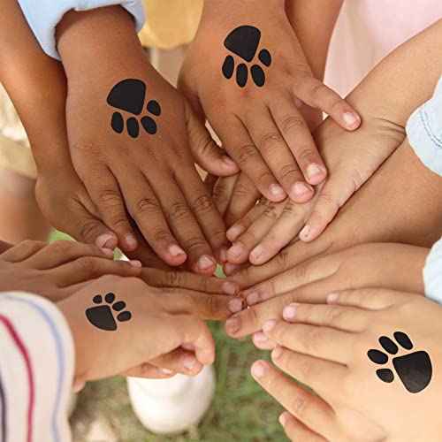 Paw Print Temporary Tattoos / 20 Double Paw Prints/Great for School & Team Spirit/Skin Safe/Removable (Black)