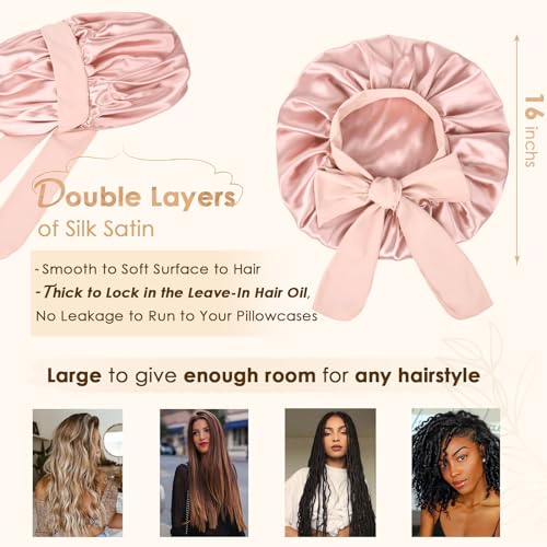 Heatless Hair Curlers with Satin Silk Bonnet - No Damage Overnight Styling