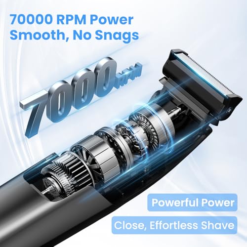 Body Hair Trimmer for Men 3-in-1 Groin, Pubic & Ball Trimmer with Skin Safe No-Nick Blades, IPX6 Waterproof Wet/Dry Electric Shaver for Chest, Underarms, Legs, USB-C Rechargeable Groomer Kit