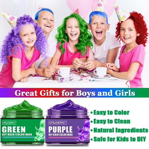 4-Color Temporary Hair Color Wax Set - Washable Hair Dye for Kids & Adults