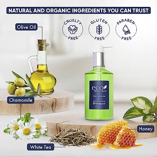 Terra Pure | Eco Botanics Shampoo and Conditioner, White Tea and Honey Retail Size Hotel Amenities, 10.14 oz. (Single)
