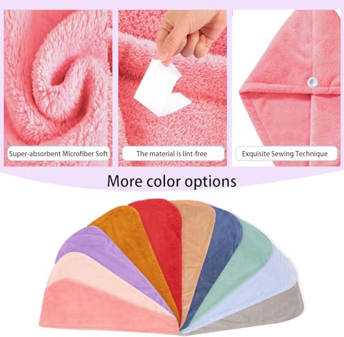 Microfiber Hair Drying Towel Wrap 2-Pack Gray & Pink