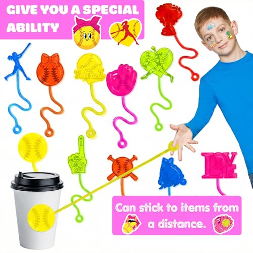 48Pcs Softball Party Favors - Stick Hands & Temporary Tattoos