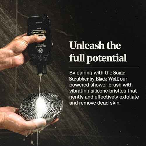 Black Wolf Deodorizing Body Wash for Men - Mens Long-Lasting Shower Gel Fights Body Odor - Hydrating & Moisturizing Body Cleanser Soap Removes Grime, Sweat & Buildup - Clean & Crisp Agave Scent