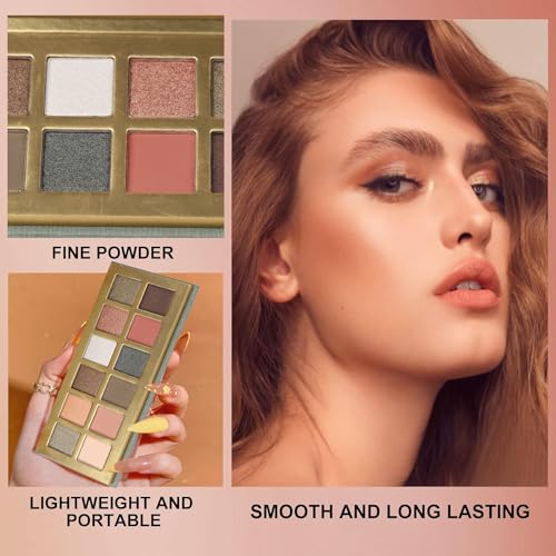 12 Colors Naked Eyeshadow Makeup Palette Matte & Pearlescent Make Up Pallet with Mirror Highly Pigmented Long Lasting Waterproof Travel Size Gift Kit