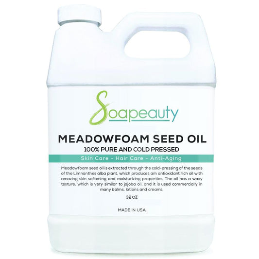 Soapeauty MEADOWFOAM SEED OIL Cold Pressed Unrefined | 100% Pure Natural Meadowfoam Seed Oil for Face & Hair | Moisturizer for Skin, Promotes Hair Growth, Balms | (32 OZ)